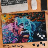Asil Hobi Albert Einstein-Grafitti-Duvar Sanatı Yapboz-Ayak Destekli Çerçeveli 240 Parça Puzzle
