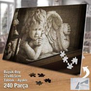 Asil Hobi Angel-Melek-Taş Biblo-Heykel-Sanat Yapboz-Ayak Destekli Çerçeveli 240 Parça Puzzle