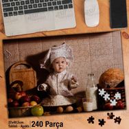 Asil Hobi Aşçı Bebek-Mutfak-Şef-Yemek Yapboz-Ayak Destekli Çerçeveli 240 Parça Puzzle
