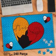 Asil Hobi Aşk-Sevgi-Tutuku-Kalp-Sevgili Yapboz-Ayak Destekli Çerçeveli 240 Parça Puzzle