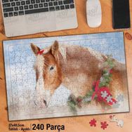 Asil Hobi At-Hayvan-Yağlı Boya Efekti Yapboz-Ayak Destekli Çerçeveli 240 Parça Puzzle