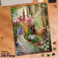 Asil Hobi Bahçe-Renkli Çiçekler-Eskitme-Nostalji Yapboz-Ayak Destekli Çerçeveli 240 Parça Puzzle
