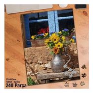 Asil Hobi Bakır Kapta Sarı Çiçekler-Dekor-Çiçek Yapboz-Ayak Destekli Çerçeveli 240 Parça Puzzle