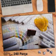 Asil Hobi Baret-Renk Kartelası-Maket Ev-Proje Yapboz-Ayak Destekli Çerçeveli 240 Parça Puzzle