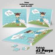 Asil Hobi Benim Köpeğim-Sevimli Kız-Çocuklar İçin Eğitici Yapboz-Ayak Destekli 42 Parça Puzzle