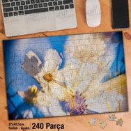 Asil Hobi Beyaz Çiçek-Çift Pozlama-Beyaz Yapboz-Ayak Destekli Çerçeveli 240 Parça Puzzle