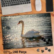 Asil Hobi Beyaz Kuğu-Parlayan Deniz-Göl-Güneş Yapboz-Ayak Destekli Çerçeveli 240 Parça Puzzle
