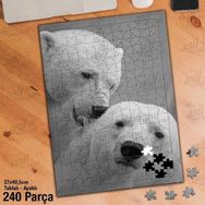 Asil Hobi Beyaz Kutup Ayıları-Doğa-Hayvanlar Yapboz-Ayak Destekli Çerçeveli 240 Parça Puzzle