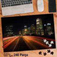Asil Hobi Binalar-Gece-Yol-Işıklar-Şehir Yapboz-Ayak Destekli Çerçeveli 240 Parça Puzzle