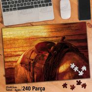 Asil Hobi Binicilik Sporları-Ay-Vahşi Hayvan Yapboz-Ayak Destekli Çerçeveli 240 Parça Puzzle