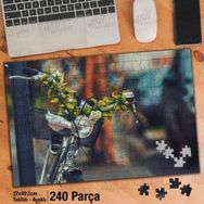 Asil Hobi Bisiklet-Çiçekler-Retro Yapboz-Ayak Destekli Çerçeveli 240 Parça Puzzle