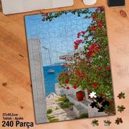 Asil Hobi Bodrum Sokakları-Kırmızı Çiçekler Yapboz-Ayak Destekli Çerçeveli 240 Parça Puzzle