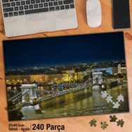 Asil Hobi Budapeşte'deki Ünlü Zincir Köprü-Manzara Yapboz-Ayak Destekli Çerçeveli 240 Parça Puzzle