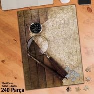 Asil Hobi Büyüteç-Dolma Kalem-Pusula-Eski Kağıt Yapboz-Ayak Destekli Çerçeveli 240 Parça Puzzle