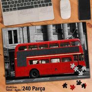 Asil Hobi Cadde-Londra-Kırmızı Otobüs-Şehir Yapboz-Ayak Destekli Çerçeveli 240 Parça Puzzle