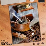 Asil Hobi Cafe-Fincan-Sıcak İçecek-Kahve Yapboz-Ayak Destekli Çerçeveli 240 Parça Puzzle
