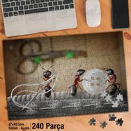 Asil Hobi Çalışkan Karıncalar-Makas-Düğme-İplik Yapboz-Ayak Destekli Çerçeveli 240 Parça Puzzle