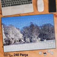 Asil Hobi Çam Ağaçları-Kar-Kış-Doğa-Manzara Yapboz-Ayak Destekli Çerçeveli 240 Parça Puzzle