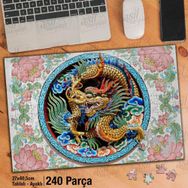 Asil Hobi Çin-Ejderha-Çiçekler Yapboz-Ayak Destekli Çerçeveli 240 Parça Puzzle