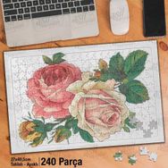 Asil Hobi Çizim-Pembe Ve Sarı Gül-Bitki Yapboz-Ayak Destekli Çerçeveli 240 Parça Puzzle