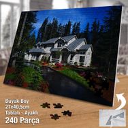 Asil Hobi Doğa İçinde Lüks Ev-Ağaçlar Yapboz-Ayak Destekli Çerçeveli 240 Parça Puzzle