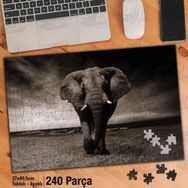 Asil Hobi Elephant-Fil-Çöl-Retro Yapboz-Ayak Destekli Çerçeveli 240 Parça Puzzle
