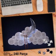 Asil Hobi Gece-Bulut Ve Ay Figürleri-Merdiven Yapboz-Ayak Destekli Çerçeveli 240 Parça Puzzle