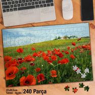Asil Hobi Gelincik Çiçekleri-Turuncu-Doğa-Manzara Yapboz-Ayak Destekli Çerçeveli 240 Parça Puzzle