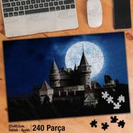 Asil Hobi Gizemli Kale-Dolunay-Gece-Manzara Yapboz-Ayak Destekli Çerçeveli 240 Parça Puzzle