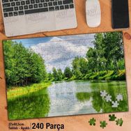 Asil Hobi Göl-Yeşil Ağaçlar-Doğa-Manzara-Tabiat Yapboz-Ayak Destekli 240 Parça Puzzle