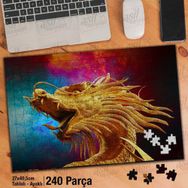 Asil Hobi Golden Dragon-Altın Ejderha Yapboz-Ayak Destekli Çerçeveli 240 Parça Puzzle