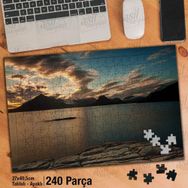 Asil Hobi Gri Bulutlar-Göl-Dağlar-Manzara Yapboz-Ayak Destekli Çerçeveli 240 Parça Puzzle