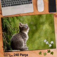 Asil Hobi Gri Sevimli Yavru Kedi-Doğa Yapboz-Ayak Destekli Çerçeveli 240 Parça Puzzle