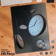 Asil Hobi Gri Zemin-Saatler-Zaman Dilimi Yapboz-Ayak Destekli Çerçeveli 240 Parça Puzzle