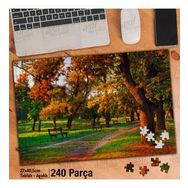 Asil Hobi Gün Batımı-Bank-Ağaçlar-Doğa-Park Yapboz-Ayak Destekli Çerçeveli 240 Parça Puzzle