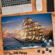 Asil Hobi Gün Batımı-Yelken-Gemi Yapboz-Ayak Destekli Çerçeveli 240 Parça Puzzle