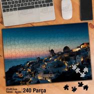 Asil Hobi Günbatımı-Beyaz Evler-Manzara Yapboz-Ayak Destekli Çerçeveli 240 Parça Puzzle