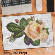 Asil Hobi Güzel Sarı Yapraklı Gül-Çiçek Yapboz-Ayak Destekli Çerçeveli 240 Parça Puzzle