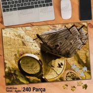 Asil Hobi Harita-Büyüteç-Maket Gemi-Tur Yapboz-Ayak Destekli Çerçeveli 240 Parça Puzzle