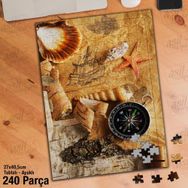 Asil Hobi Harita-Deniz Kabuğu-Pusula-Denizci Yapboz-Ayak Destekli Çerçeveli 240 Parça Puzzle