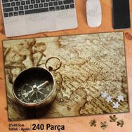 Asil Hobi Harita-Pusula-Gezi-Tur Yapboz-Ayak Destekli Çerçeveli 240 Parça Puzzle