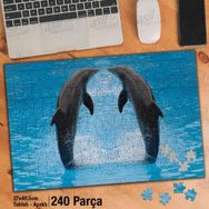Asil Hobi Havuzda Yunus Gösterisi-Sevimli Hayvan Yapboz-Ayak Destekli Çerçeveli 240 Parça Puzzle