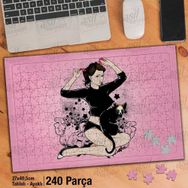 Asil Hobi Kadın Ve Kedi-Çizim Yapboz-Ayak Destekli Çerçeveli 240 Parça Puzzle