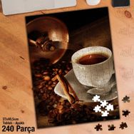 Asil Hobi Kahve Değirmeni-Fincan-Tarçan Yapboz-Ayak Destekli Çerçeveli 240 Parça Puzzle