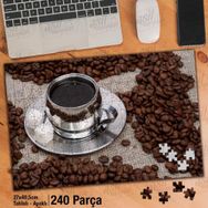 Asil Hobi Kahve Fincanı-Kahve Çekidekleri-Coffee Yapboz-Ayak Destekli Çerçeveli 240 Parça Puzzle