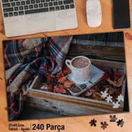 Asil Hobi Kahve-Sıcak Çikolata-İçecek Yapboz-Ayak Destekli Çerçeveli 240 Parça Puzzle