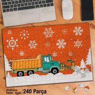 Asil Hobi Kar Küreme Aracı-Kış-Kamyon Yapboz-Ayak Destekli Çerçeveli 240 Parça Puzzle