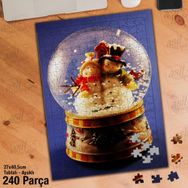 Asil Hobi Kar Küresi-Kardan Adam Ve Kadın-Kartanesi Yapboz-Ayak Destekli Çerçeveli 240 Parça Puzzle