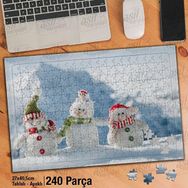 Asil Hobi Kardan Adamlar-Kar-Kış-Doğa Yapboz-Ayak Destekli Çerçeveli 240 Parça Puzzle