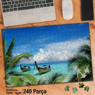 Asil Hobi Kayıklar-Ağaçlar-Deniz-Doğa-Manzara Yapboz-Ayak Destekli Çerçeveli 240 Parça Puzzle